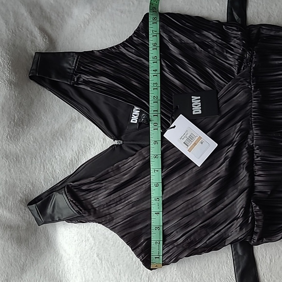 DKNY Pleated Jersey and Faux Leather-Trim Jumpsuit - Picture 7 of 8